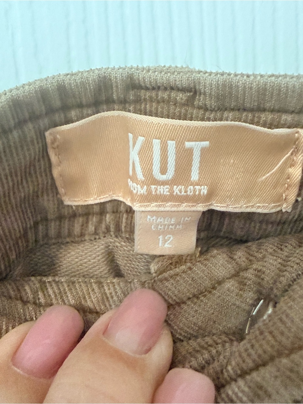 Kut from the Kloth Cropped Wide-Leg Corduroy Pants in Camel - Picture 6 of 7
